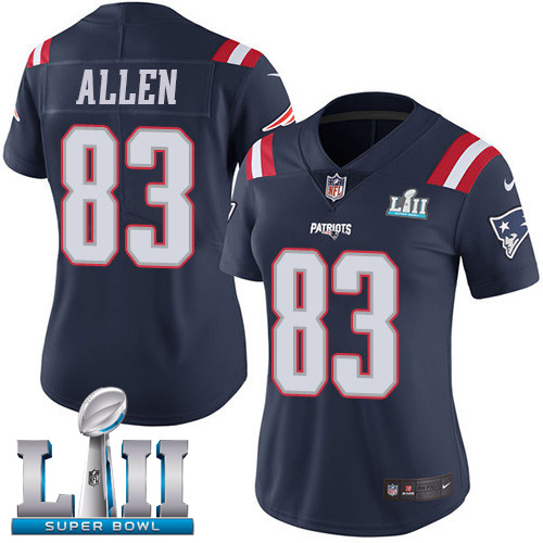 Nike Patriots #83 Dwayne Allen Navy Blue Super Bowl LII Women's Stitched NFL Limited Rush Jersey